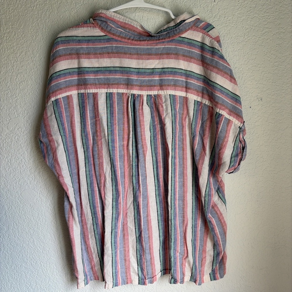 Orvis Linen Blend Striped Nautical Button Down Vacay Shirt Women's Size Xxl - Picture 4 of 6